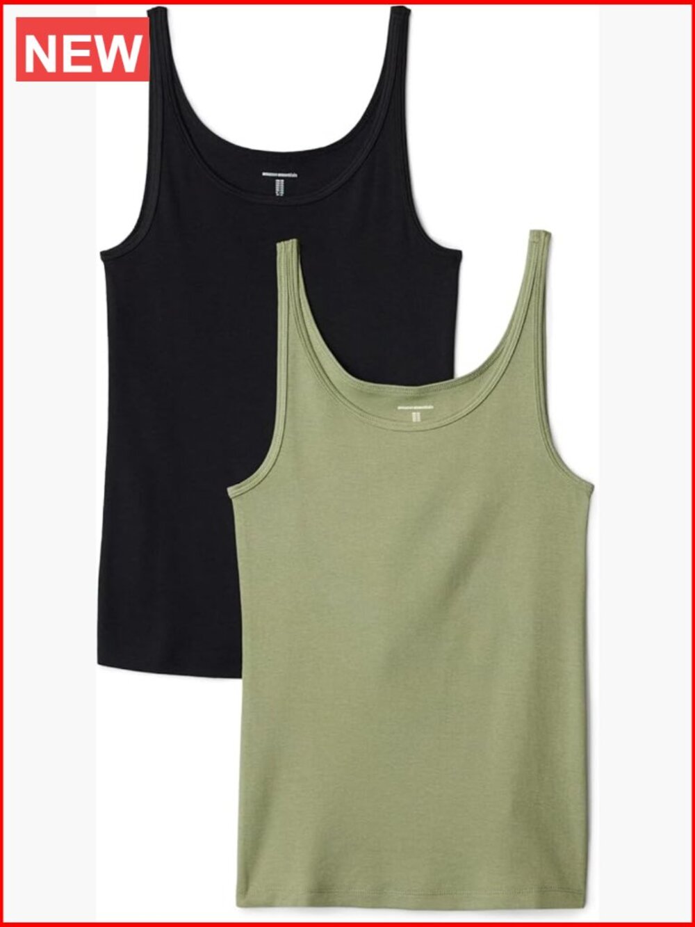 Women's Slim-Fit Thin Strap Tank Top Pack of 2 Cotton Modal Blend